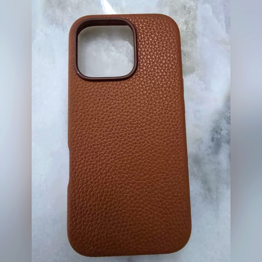 iPhone 16 Pro Brown Leather Case by Lohasic